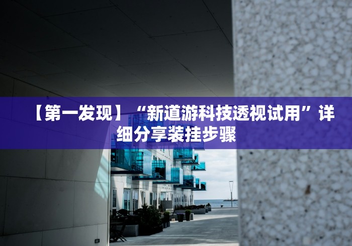 【第一发现】“新道游科技透视试用”详细分享装挂步骤