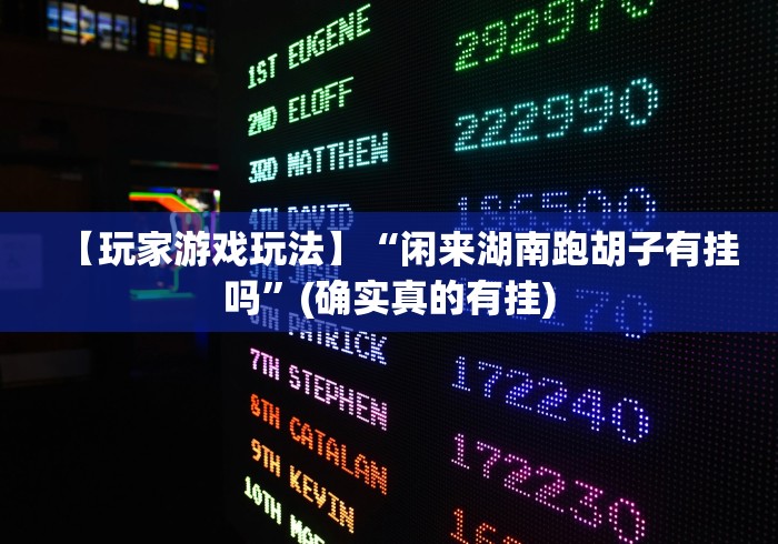 【玩家游戏玩法】“闲来湖南跑胡子有挂吗”(确实真的有挂)