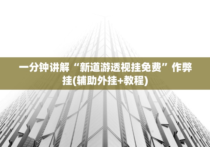 一分钟讲解“新道游透视挂免费”作弊挂(辅助外挂+教程)