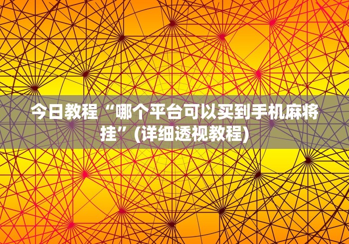 今日教程“哪个平台可以买到手机麻将挂”(详细透视教程)