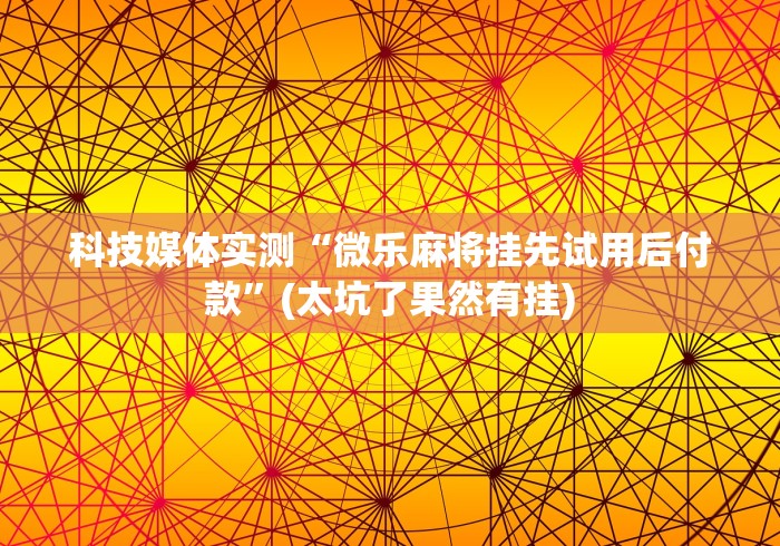 科技媒体实测“微乐麻将挂先试用后付款”(太坑了果然有挂)