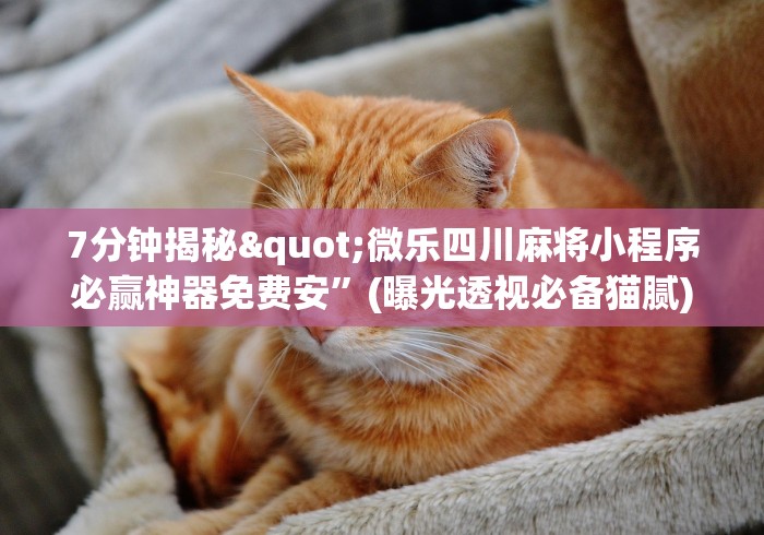 7分钟揭秘"微乐四川麻将小程序必赢神器免费安”(曝光透视必备猫腻)