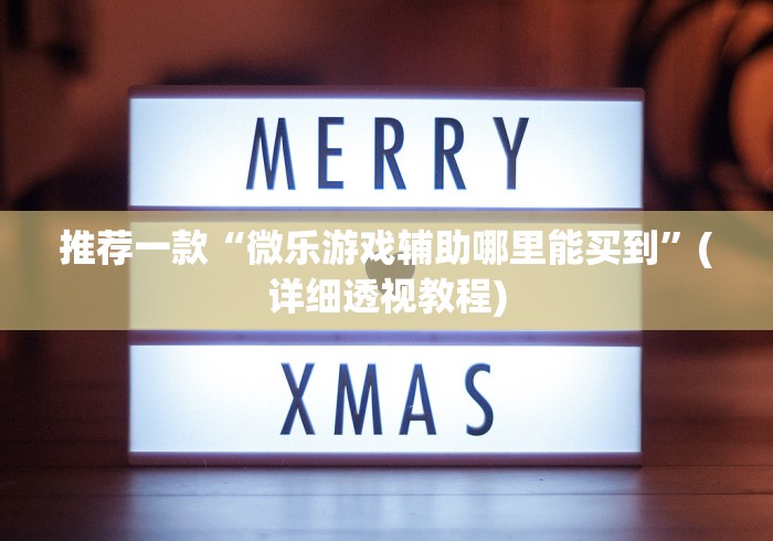 推荐一款“微乐游戏辅助哪里能买到	”(详细透视教程)