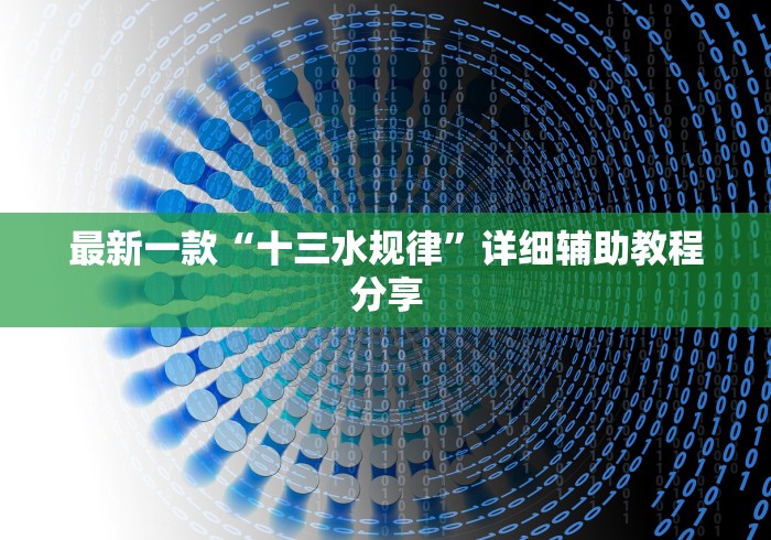 最新一款“十三水规律”详细辅助教程分享