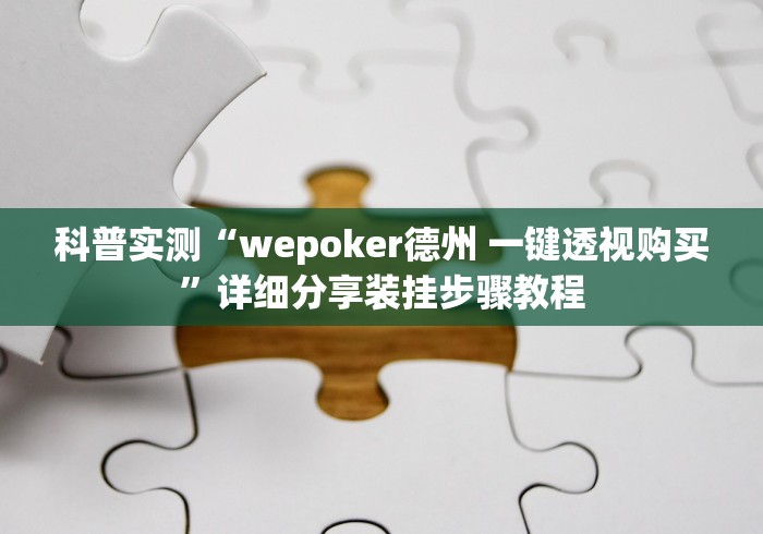 科普实测“wepoker德州 一键透视购买”详细分享装挂步骤教程