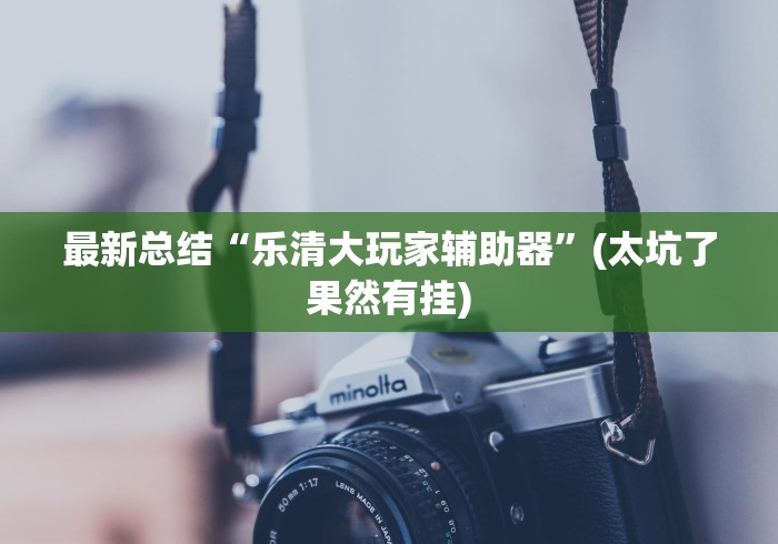 最新总结“乐清大玩家辅助器	”(太坑了果然有挂)