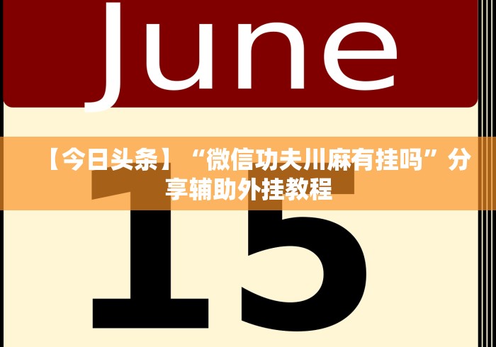 【今日头条】“微信功夫川麻有挂吗	”分享辅助外挂教程