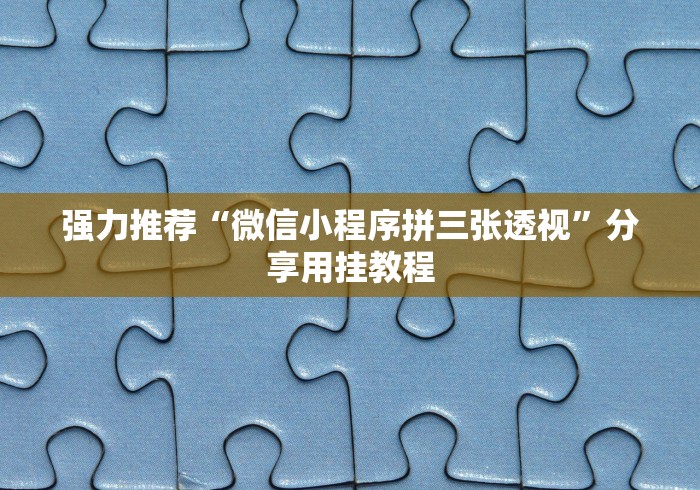 强力推荐“微信小程序拼三张透视	”分享用挂教程